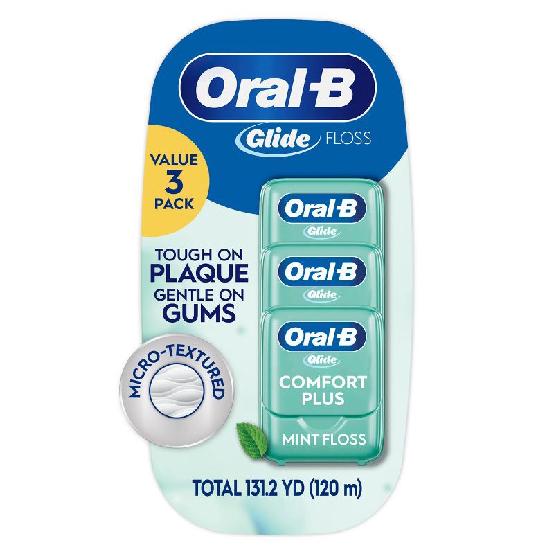 slide 1 of 10, Oral-B Glide Pro-Health Comfort Plus Dental Floss, Extra Soft, 40m, 3 Pack, 3 ct