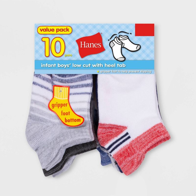 slide 2 of 2, Hanes Baby Boys' 10pk Heel Shield Athletic Socks - Colors May Vary 6-12M, 10 ct