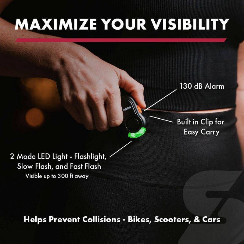 slide 3 of 8, Sabre Personal Alarm with LED Light - Black: Compact Safety Device, Plastic Material, 1 ct