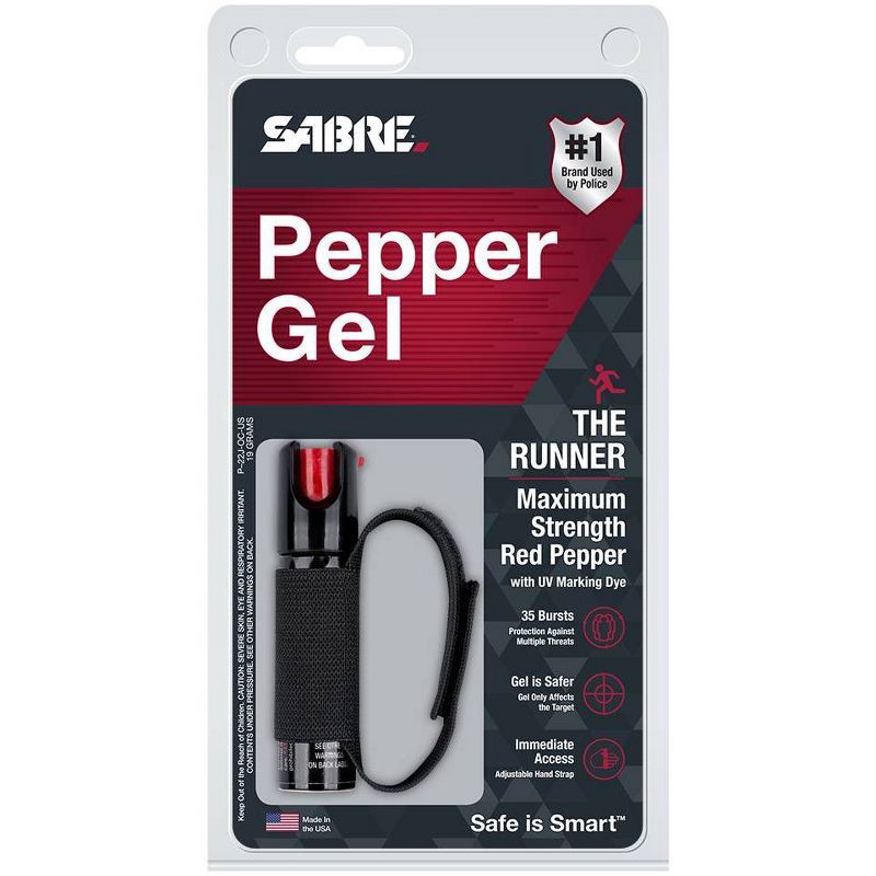 slide 1 of 14, Sabre Runner's Pepper Gel Spray - Black, 1 ct