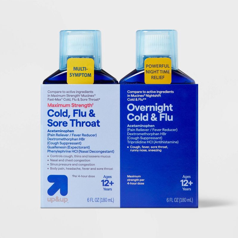 slide 1 of 6, Relief Liquid Combo Pack for Cold & Sore Throat - 12 fl oz - up&up™, 12 fl oz