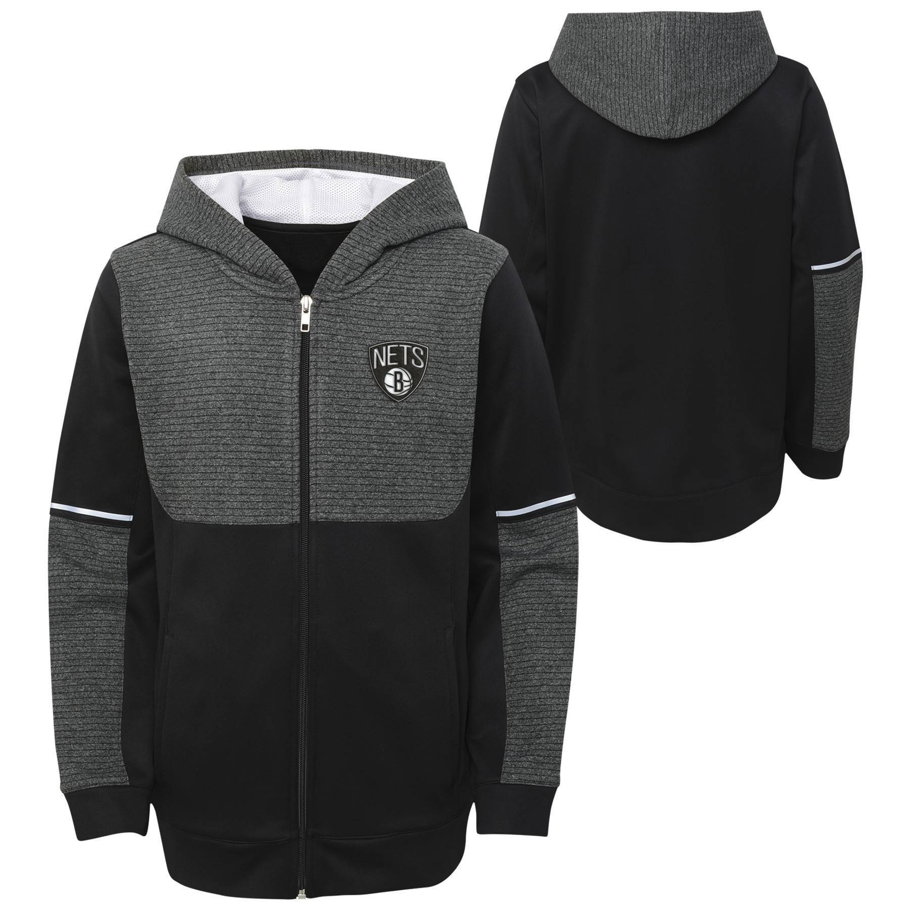 slide 1 of 3, NBA Brooklyn Nets Boys' Black Full Zip Hoodie - XL, 1 ct