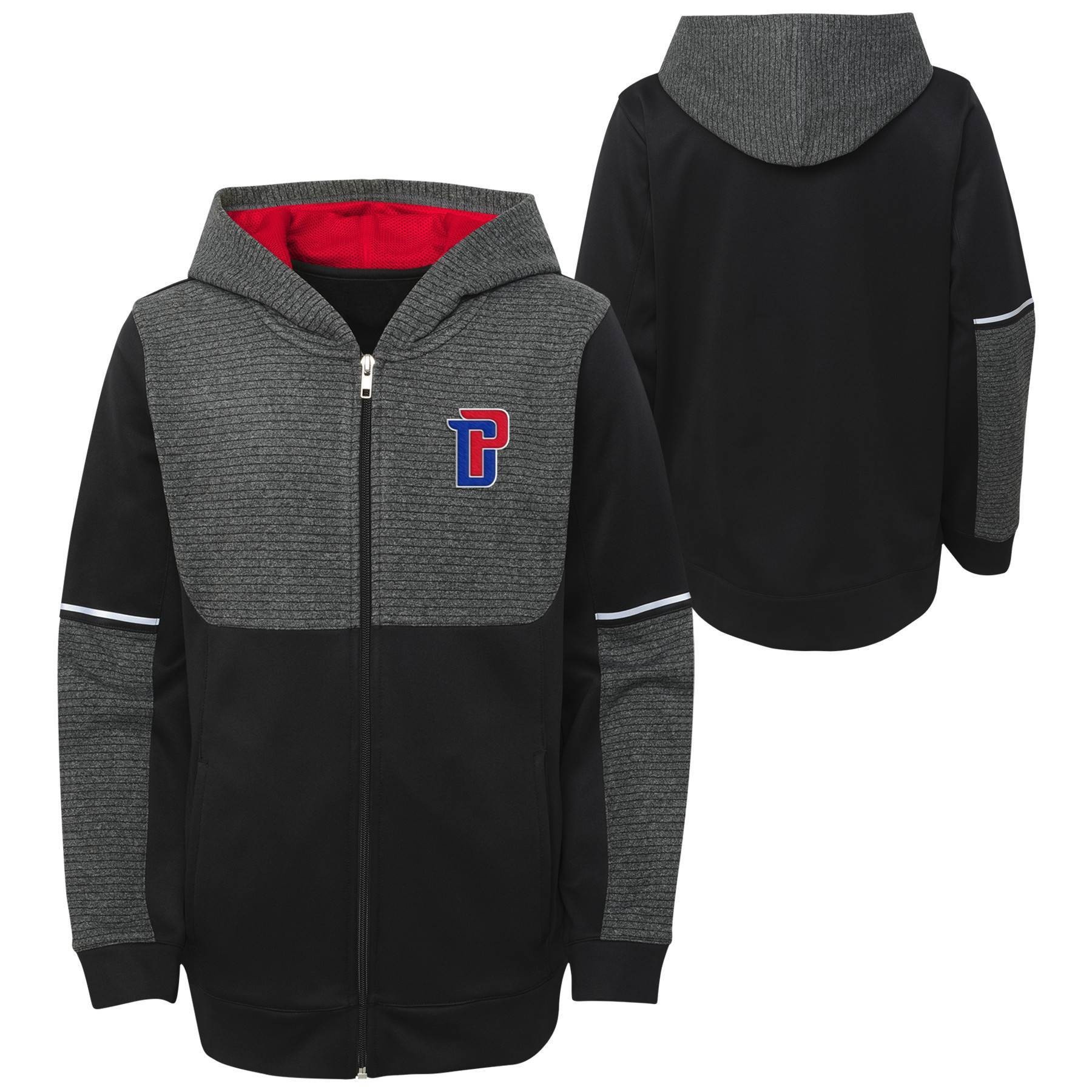 slide 1 of 3, NBA Detroit Pistons Boys' Black Full Zip Hoodie - XL, 1 ct