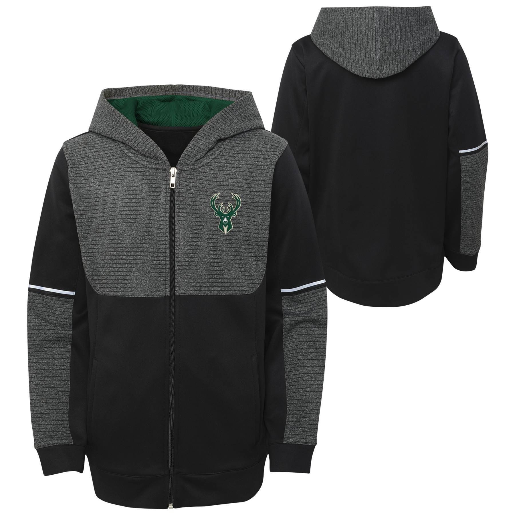 slide 1 of 3, NBA Milwaukee Bucks Boys&#39; Black Full Zip Hoodie - XL, 1 ct