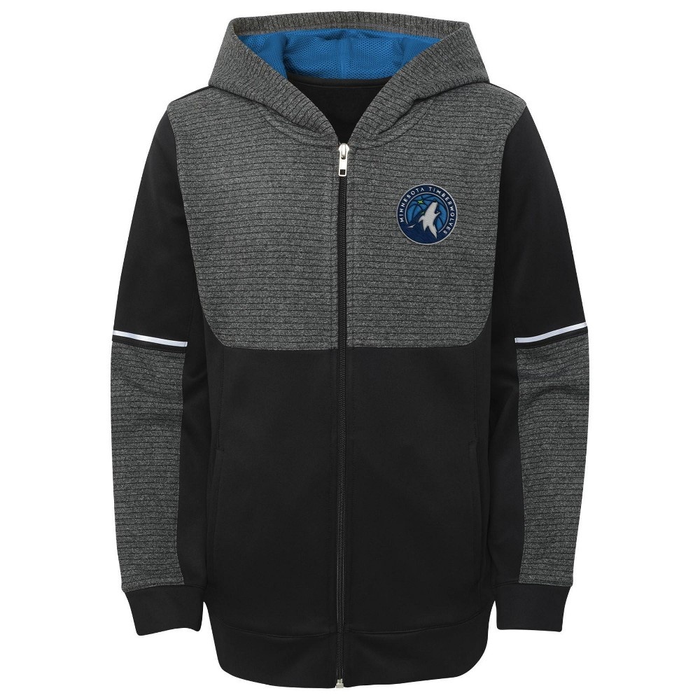 slide 2 of 3, NBA Minnesota Timberwolves Boys&#39; Black Full Zip Hoodie - XL, 1 ct