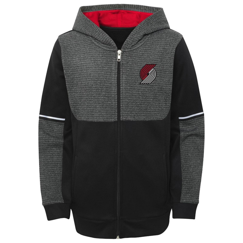 slide 2 of 3, NBA Portland Trail Blazers Boys' Black Full Zip Hoodie - XL, 1 ct