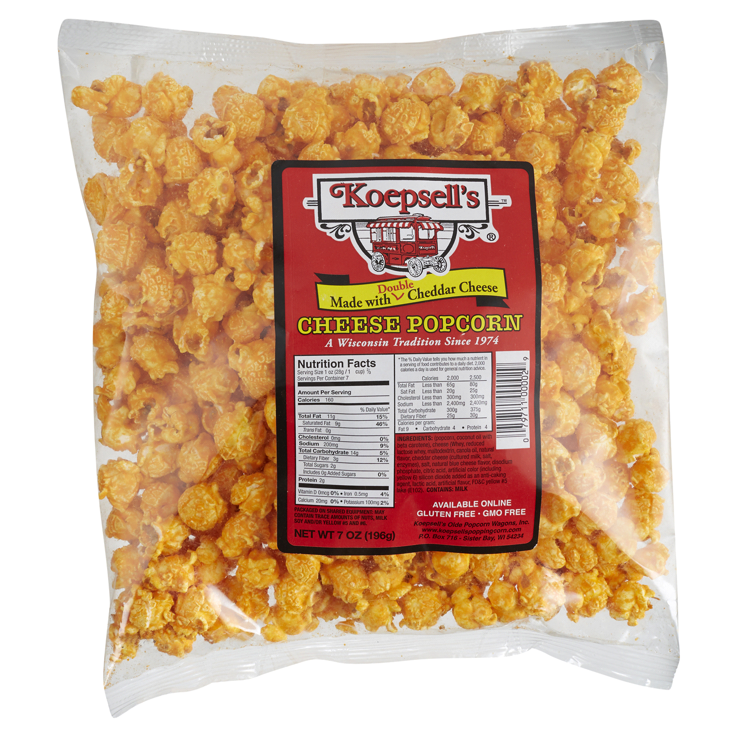 slide 1 of 1, KOEPSELLS Koepsell's Cheese Popcorn, 7 oz