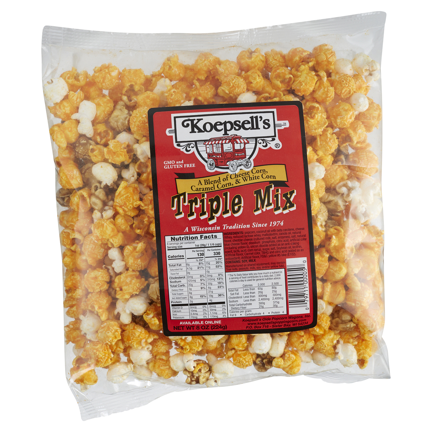 slide 1 of 1, KOEPSELLS Koepsell's Triple Threat Popcorn, 8 oz