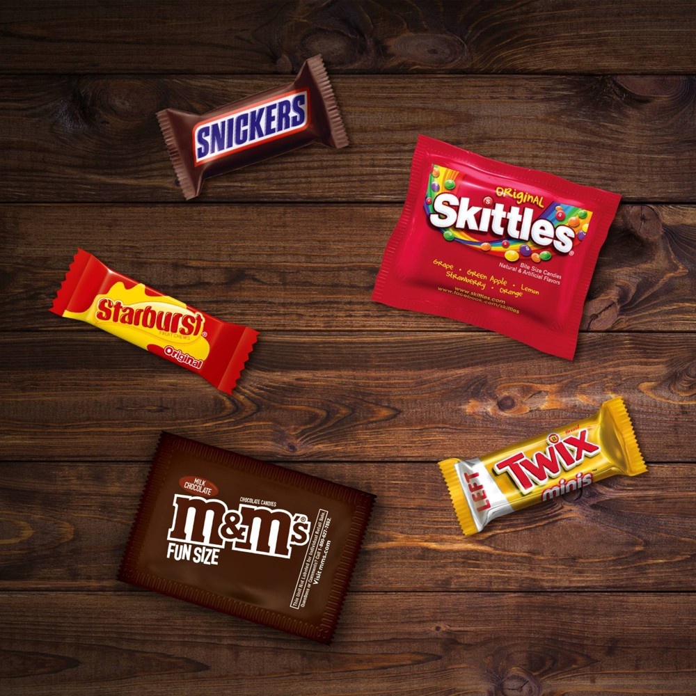 slide 3 of 8, Mars Skittles, Starburst, Snickers, Twix, M&Ms Halloween Candy Variety Pack Fun Size - 67.09oz/160ct, 67.09 oz, 160 ct