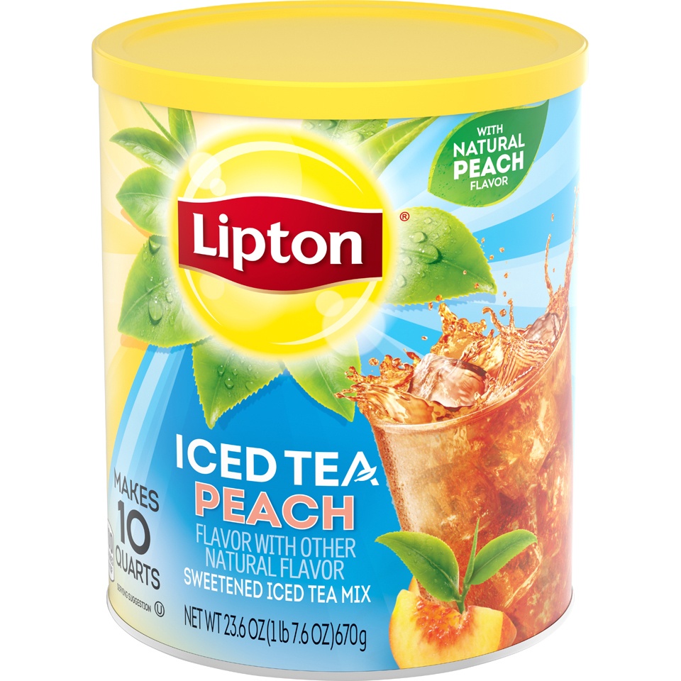 slide 2 of 5, Lipton Peach Sweetened Iced Tea Mix, 26.8 oz