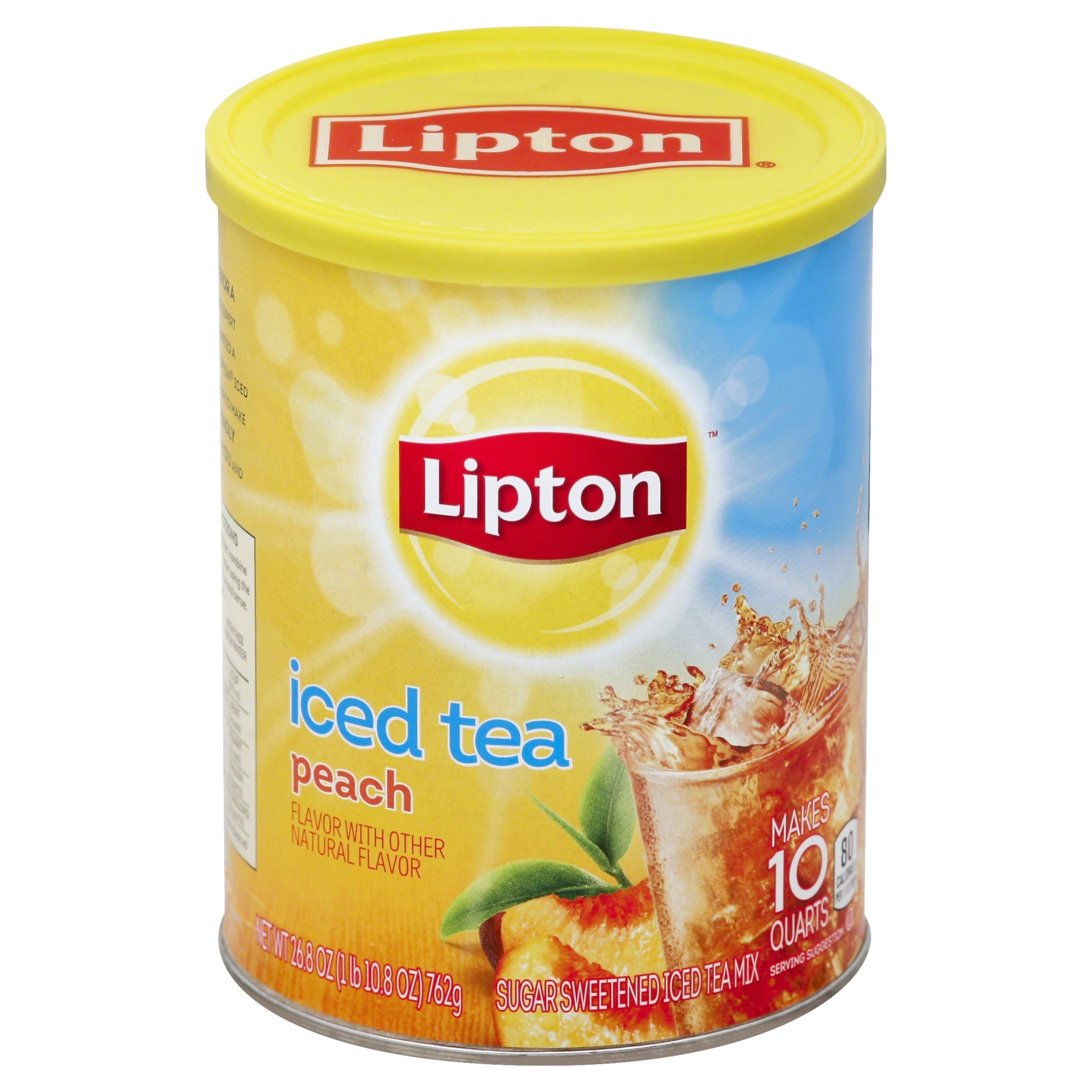 slide 1 of 5, Lipton Peach Sweetened Iced Tea Mix, 26.8 oz