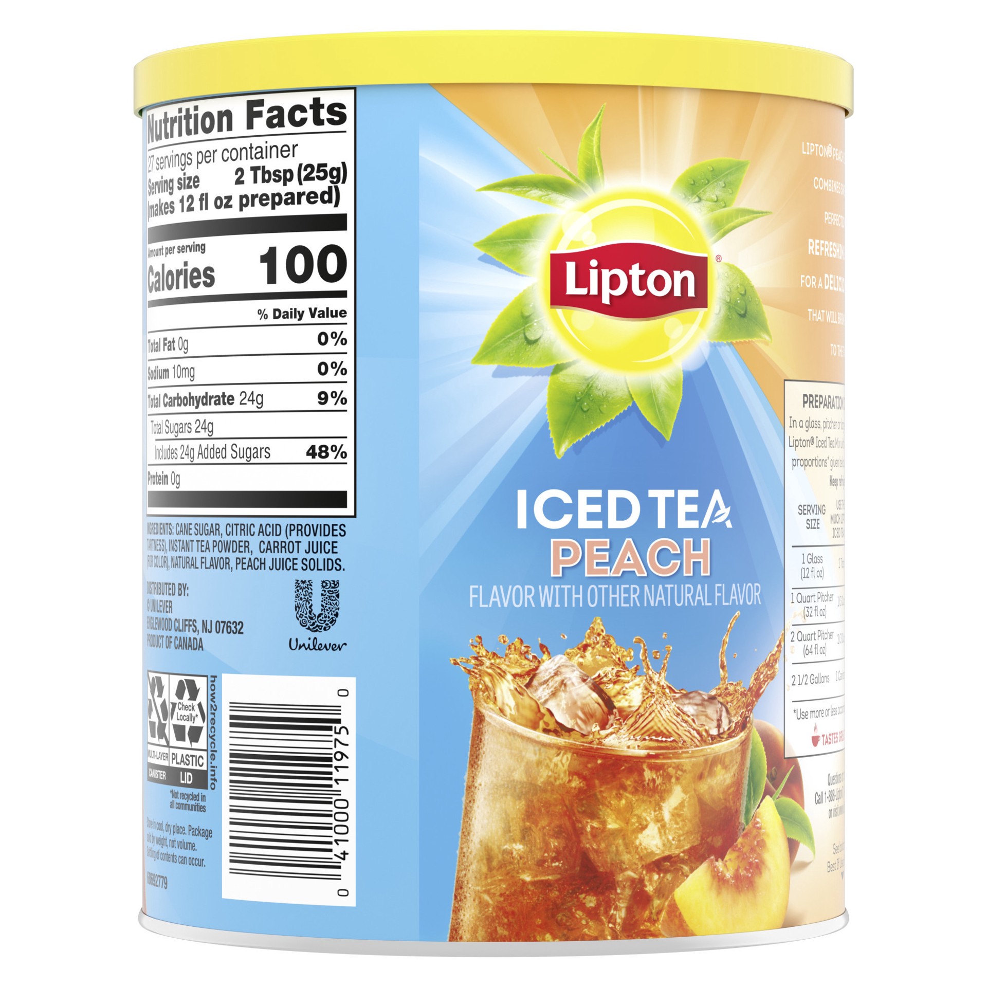 slide 4 of 4, Lipton Powdered Mix Iced Tea Mix Peach- 10 qt, 10 qt