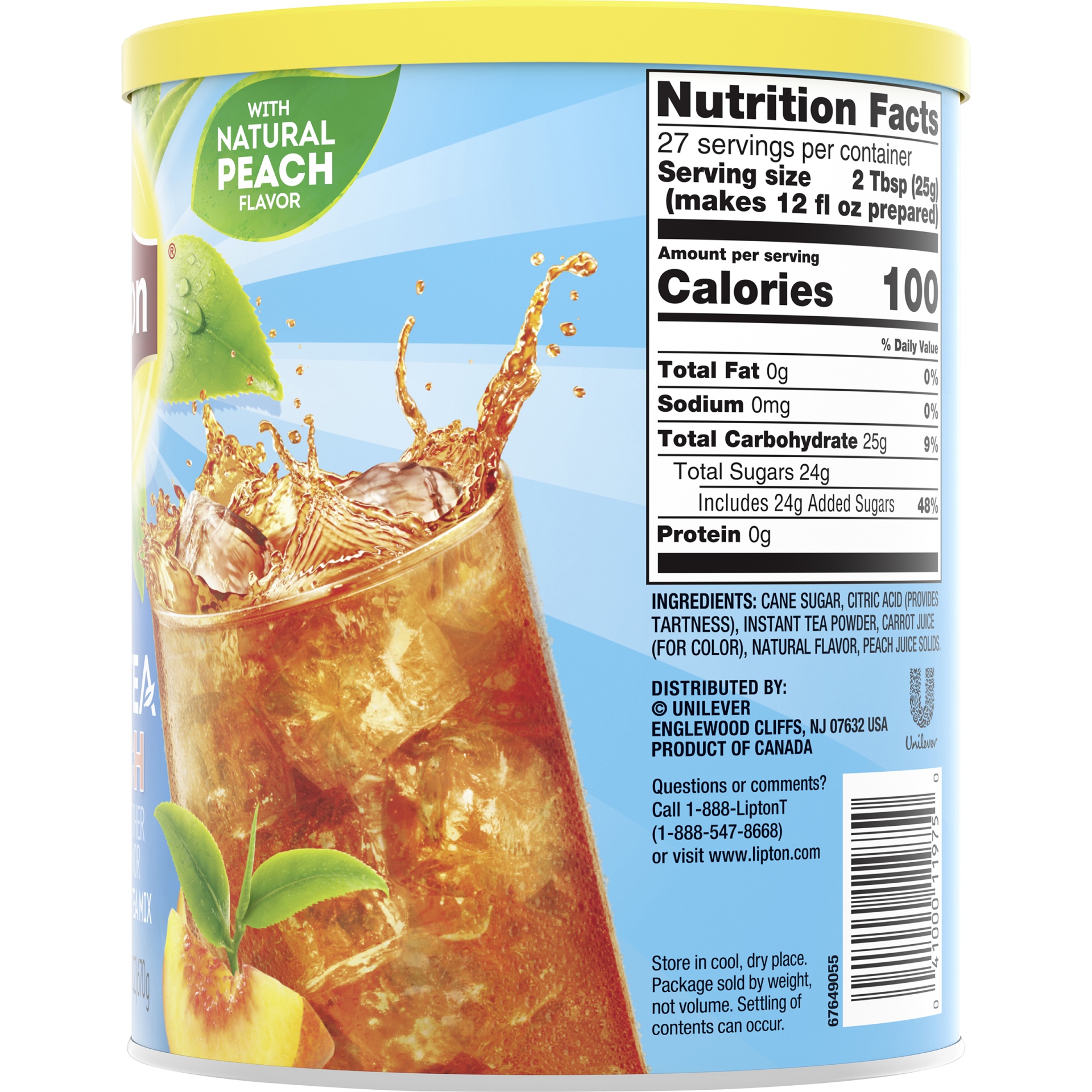 slide 4 of 5, Lipton Peach Sweetened Iced Tea Mix, 26.8 oz