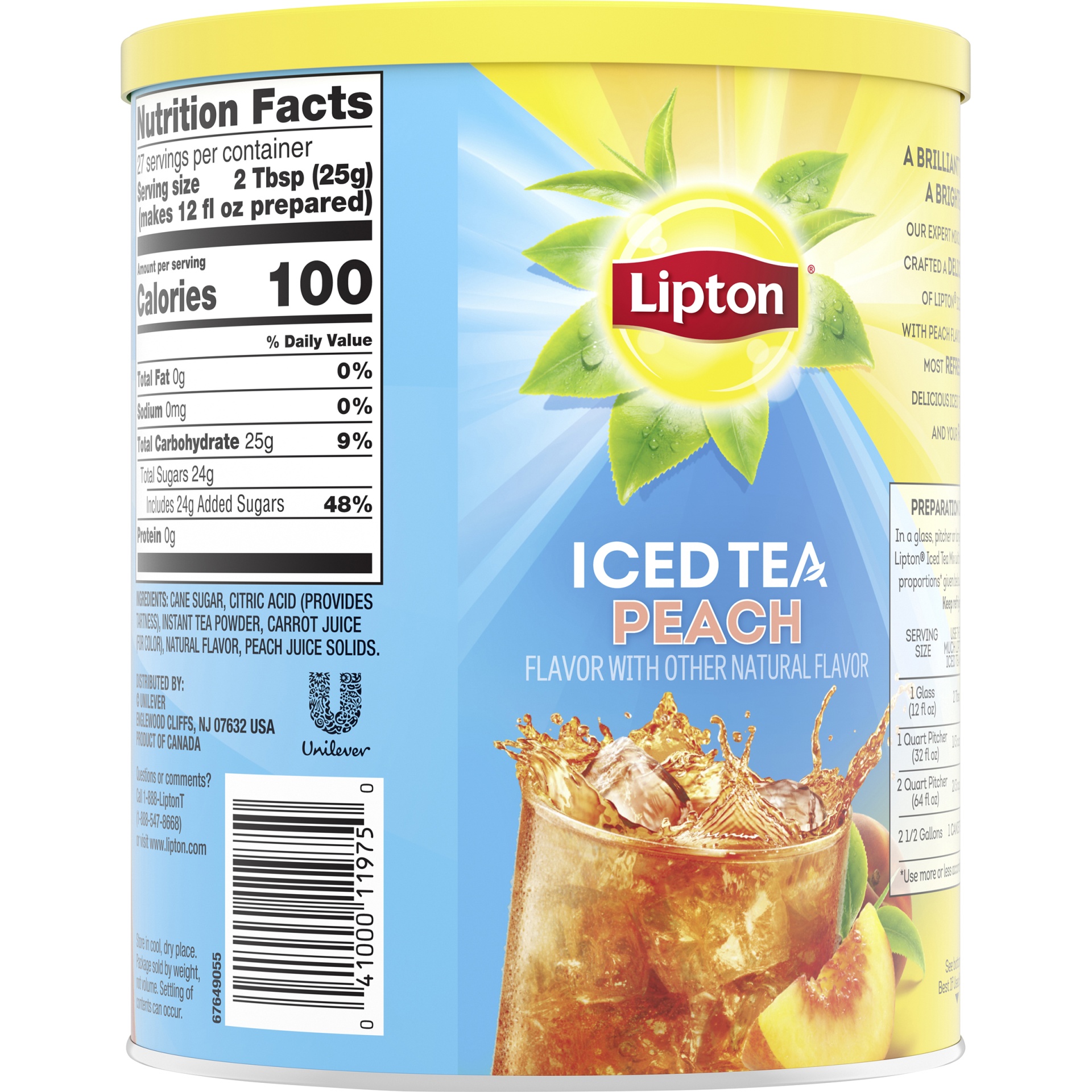 slide 5 of 5, Lipton Peach Sweetened Iced Tea Mix, 26.8 oz