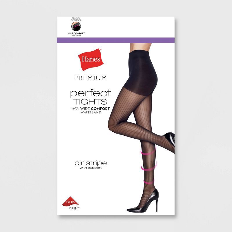 slide 3 of 4, Hanes Premium Women's Pinstripe Perfect Tights - Black XL, 1 ct