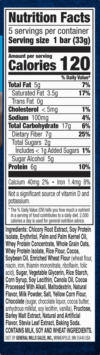 slide 8 of 9, Fiber One Protein Cookies & Creme Chewy Bars 5 - 1.17 oz Bars, 5 ct