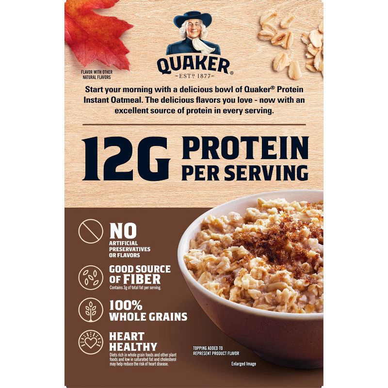 slide 3 of 8, Quaker Instant Protein Maple Brown Sugar Oatmeal - 6ct / 12.6oz, 6 ct; 12.6 oz