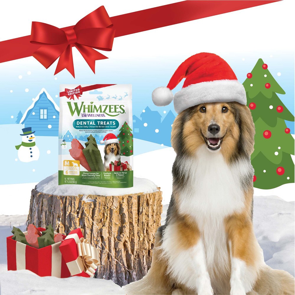 slide 4 of 7, WHIMZEES by Wellness Holiday Dental Vegetable Dog Treats - Medium - 6.3oz, 6.3 oz