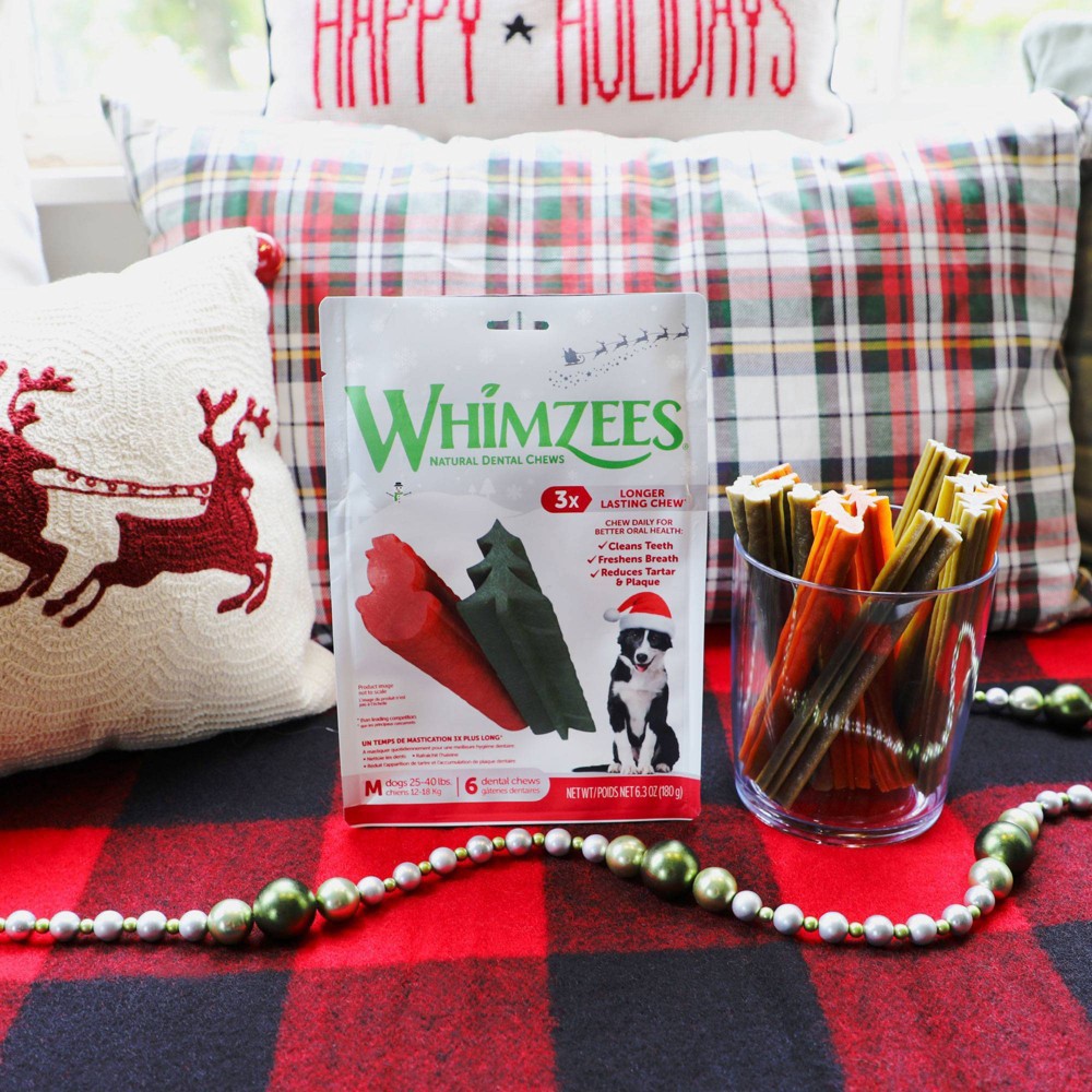 slide 7 of 7, WHIMZEES by Wellness Holiday Dental Vegetable Dog Treats - Medium - 6.3oz, 6.3 oz
