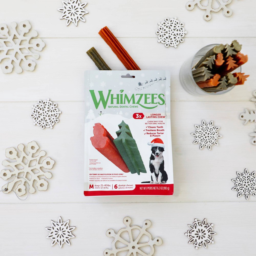 slide 5 of 7, WHIMZEES by Wellness Holiday Dental Vegetable Dog Treats - Medium - 6.3oz, 6.3 oz