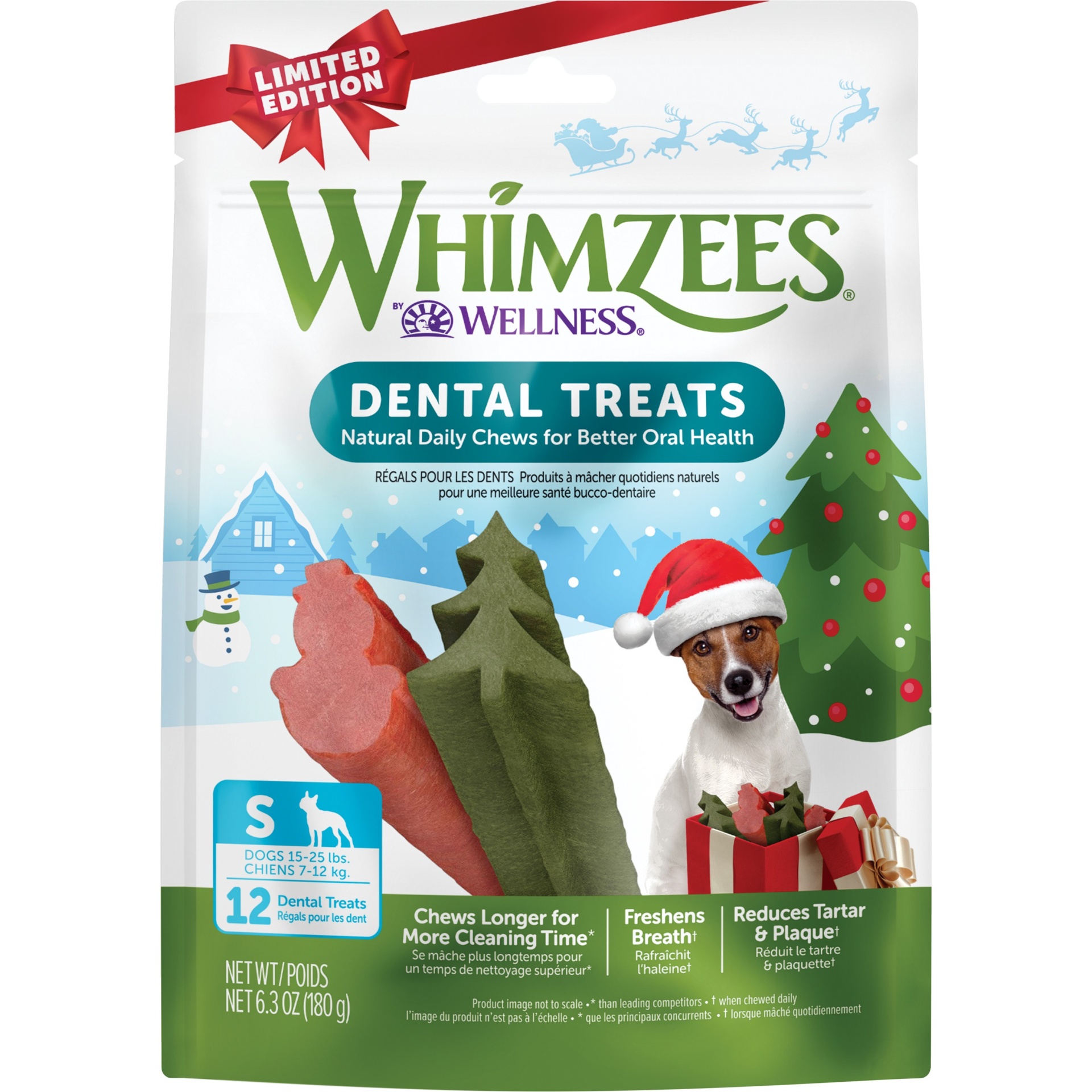 slide 1 of 7, WHIMZEES by Wellness Holiday Dental with Vegetable Dog Treats - Small - 6.3oz, 6.3 oz