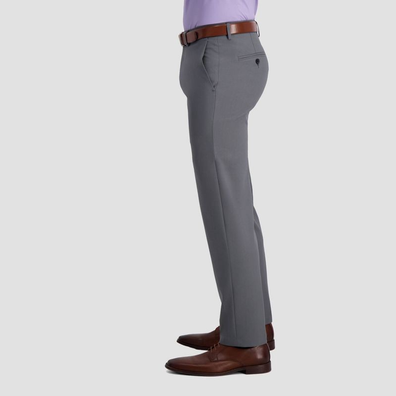 slide 2 of 6, Haggar H26 Men's Stretch Straight Fit Trousers - Dark Gray 33x30: Lightweight Tailored Twill Pants, 1 ct