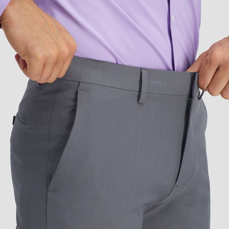 slide 6 of 6, Haggar H26 Men's Stretch Straight Fit Trousers - Dark Gray 33x30: Lightweight Tailored Twill Pants, 1 ct