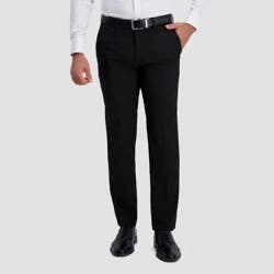 Haggar H26 Men's Stretch Straight Fit Trousers - Black 33x30: Polyester Twill, Mid Rise, Fly Hook Closure
