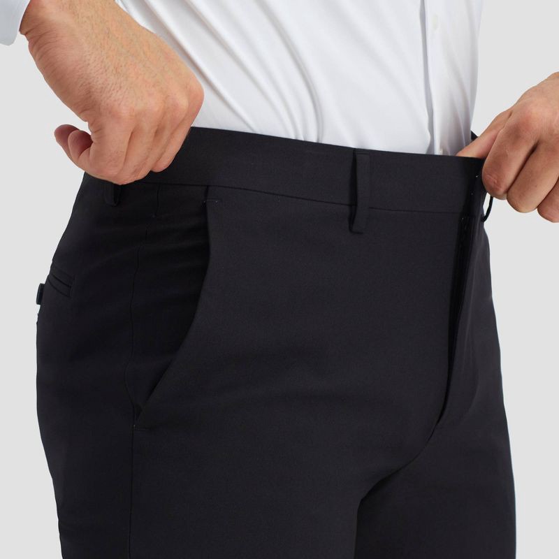 slide 6 of 6, Haggar H26 Men's Stretch Straight Fit Trousers - Black 38x30: Lightweight Twill, Mid Rise, Elastic Waistband, 1 ct