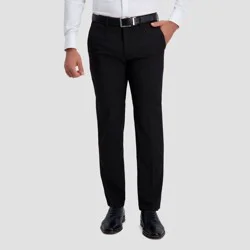 Haggar H26 Men's Stretch Straight Fit Trousers - Black 38x32: Lightweight Twill, Mid Rise, Elastic Waistband