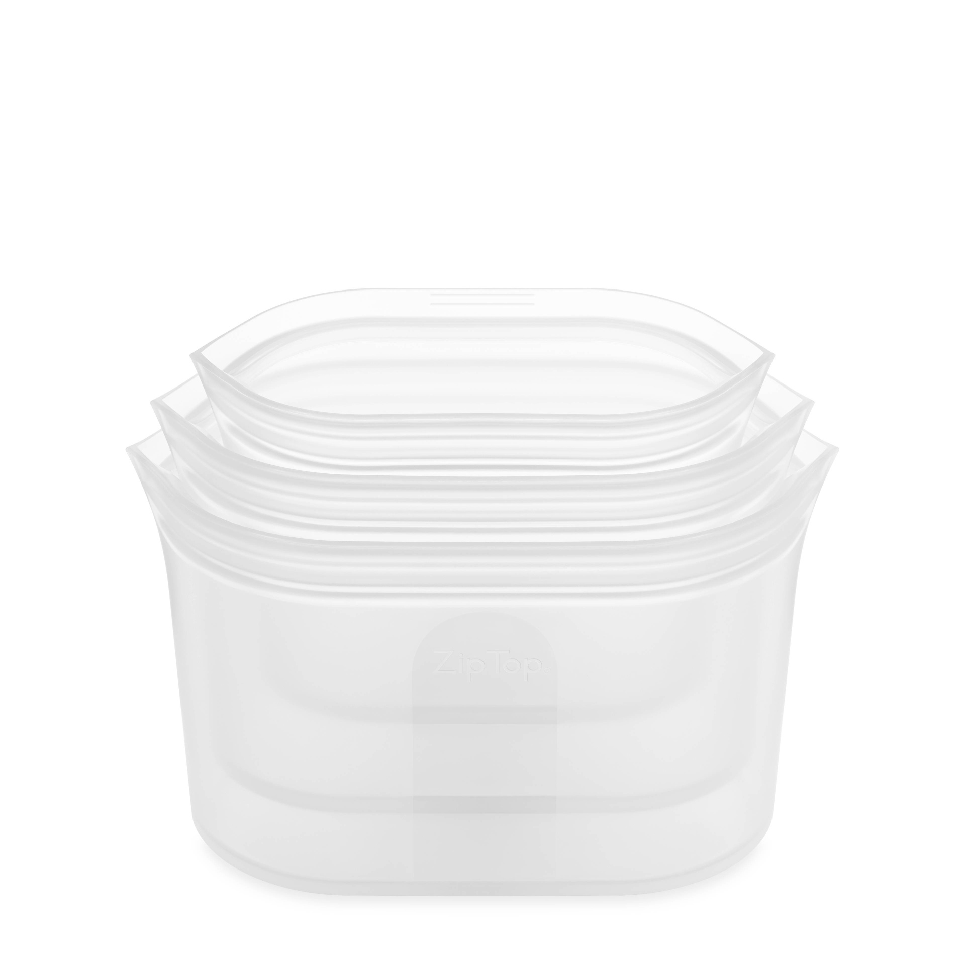 Zip Top - 100% Platinum Silicone Reusable Containers with NO Lids!