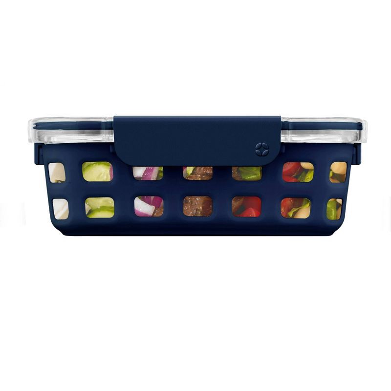 slide 3 of 4, Ello 3.4 Cup Glass Food Container - Navy, 1 ct