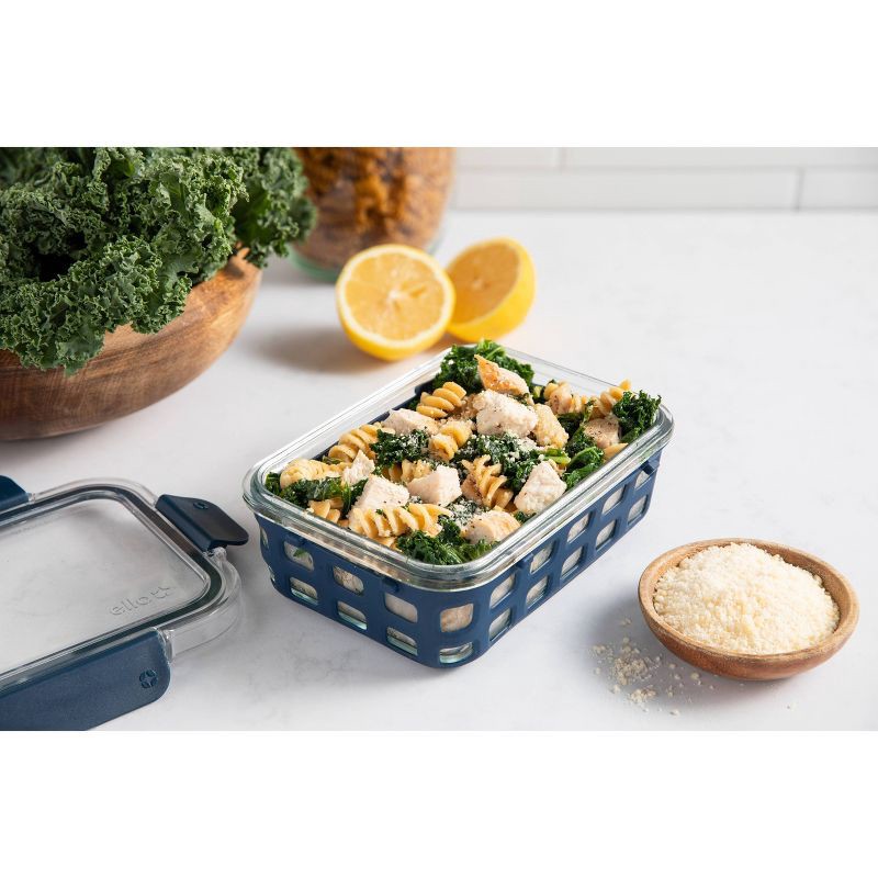 slide 4 of 4, Ello 3.4 Cup Glass Food Container - Navy, 1 ct