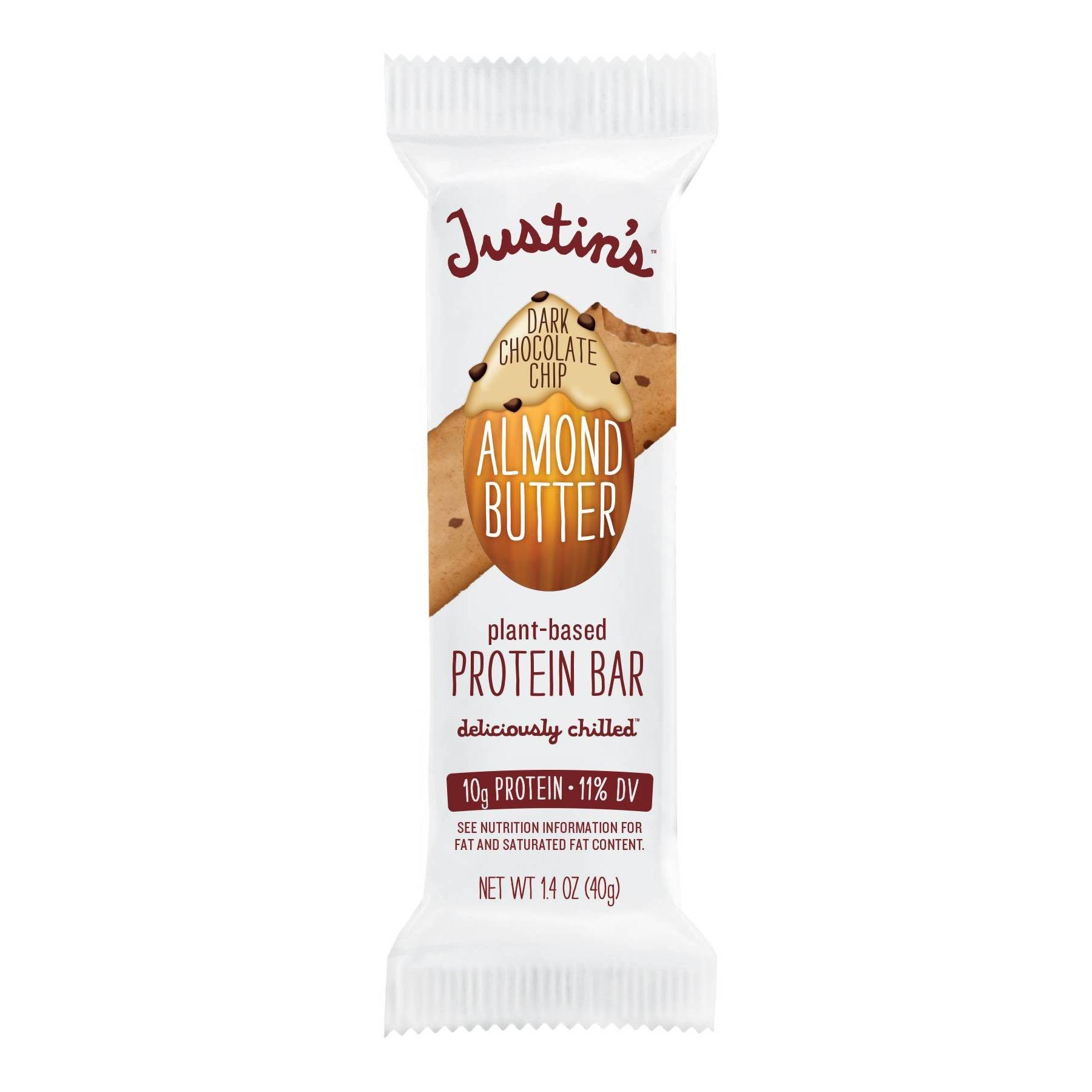 slide 1 of 6, Justin's Protein Bar Chocolate Chip Almond Butter, 1.4 oz