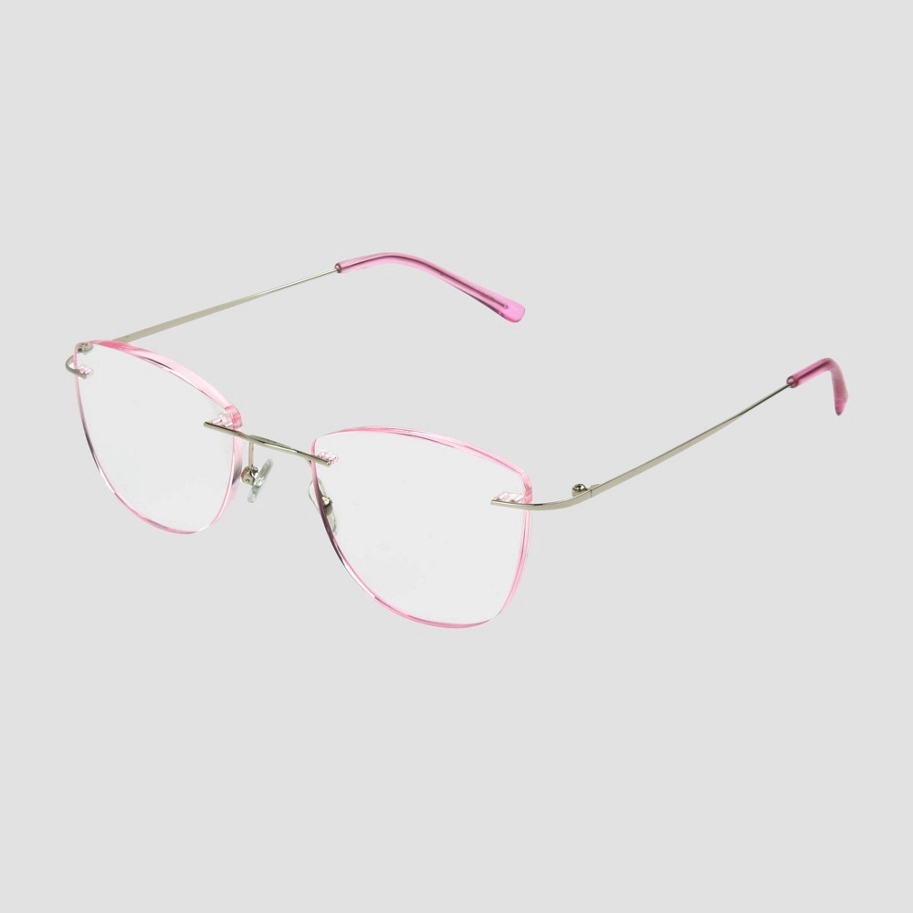 slide 2 of 3, Women's Cateye Blue Light Filtering Square Glasses - A New Day Pink, 1 ct