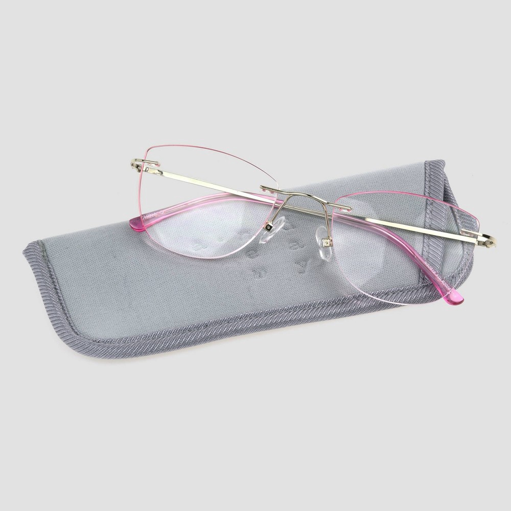 slide 3 of 3, Women's Cateye Blue Light Filtering Square Glasses - A New Day Pink, 1 ct