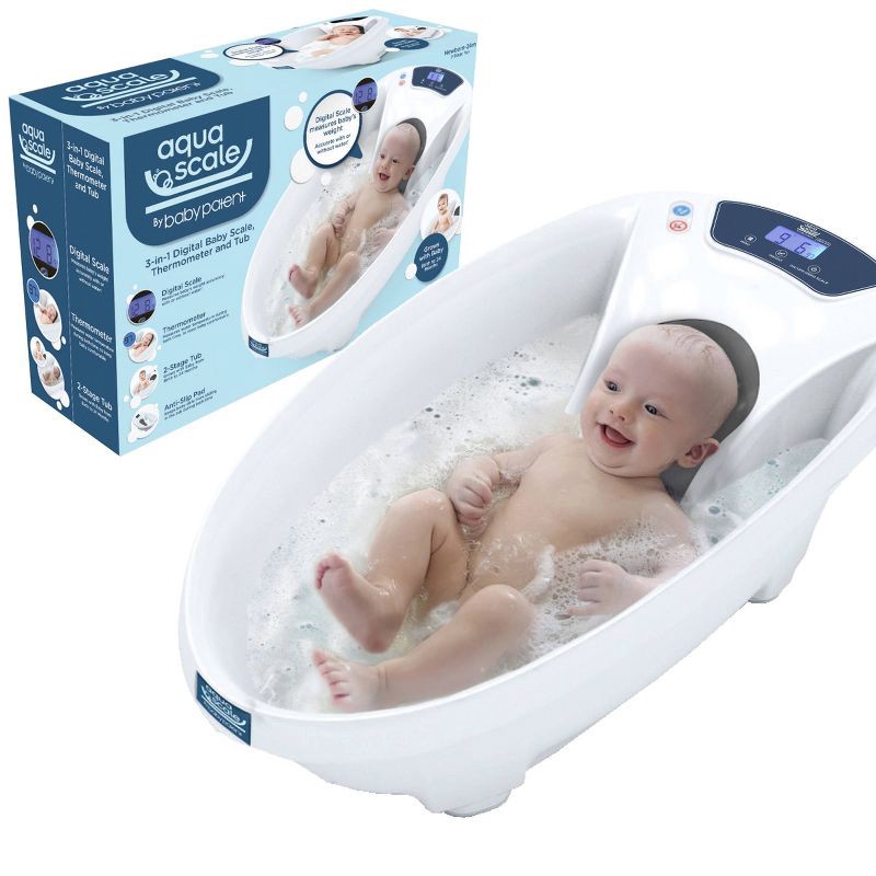 slide 2 of 9, Baby Patent Aqua Scale 3-in-1 Digital Scale Water Thermometer and Infant Tub, 1 ct