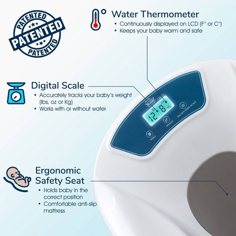 slide 3 of 9, Baby Patent Aqua Scale 3-in-1 Digital Scale Water Thermometer and Infant Tub, 1 ct
