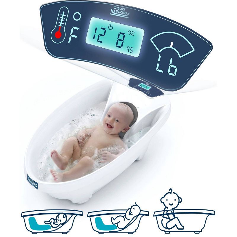 slide 1 of 9, Baby Patent Aqua Scale 3-in-1 Digital Scale Water Thermometer and Infant Tub, 1 ct