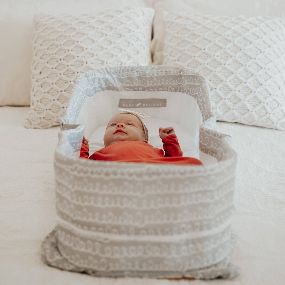 slide 3 of 12, Baby Delight Snuggle Nest Dream Portable Infant Lounger - Gray Scribbles, 1 ct