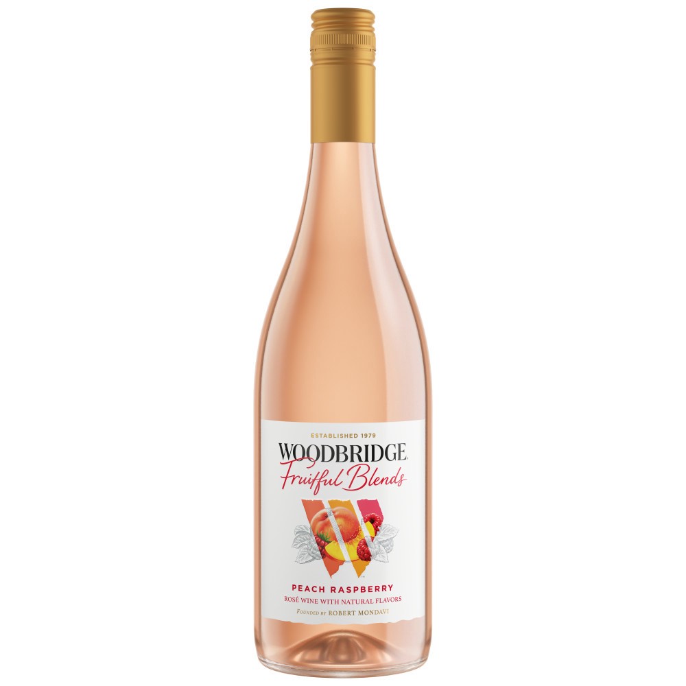 slide 1 of 5, Woodbridge by Robert Mondavi Fruitful Blends Peach Raspberry Rose Wine, 750 mL Bottle, 25.36 fl oz