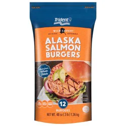 Trident Seafoods Alaskan Salmon Burgers, Frozen Patties 12/3lbs