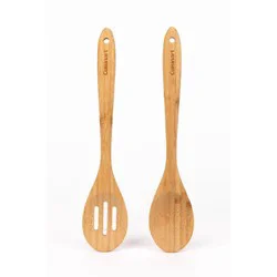 Cuisinart Green Gourmet Bamboo Wood Set of 2 Spoons: Wooden Cooking Utensils, Hand Wash, Adult Kitchen Tool Set