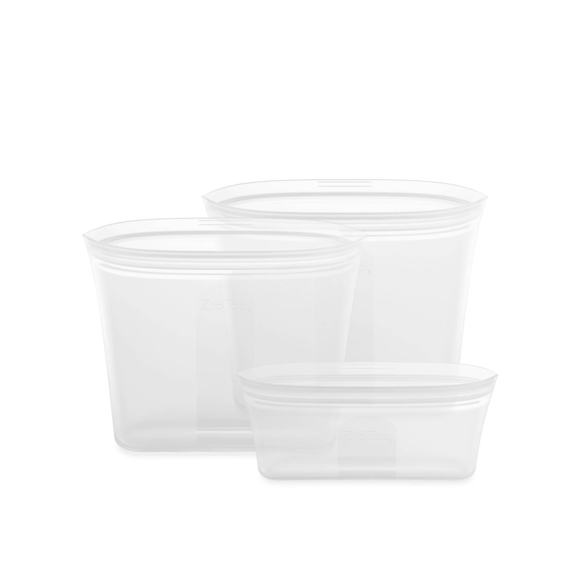 Zip Top - 100% Platinum Silicone Reusable Containers with NO Lids!
