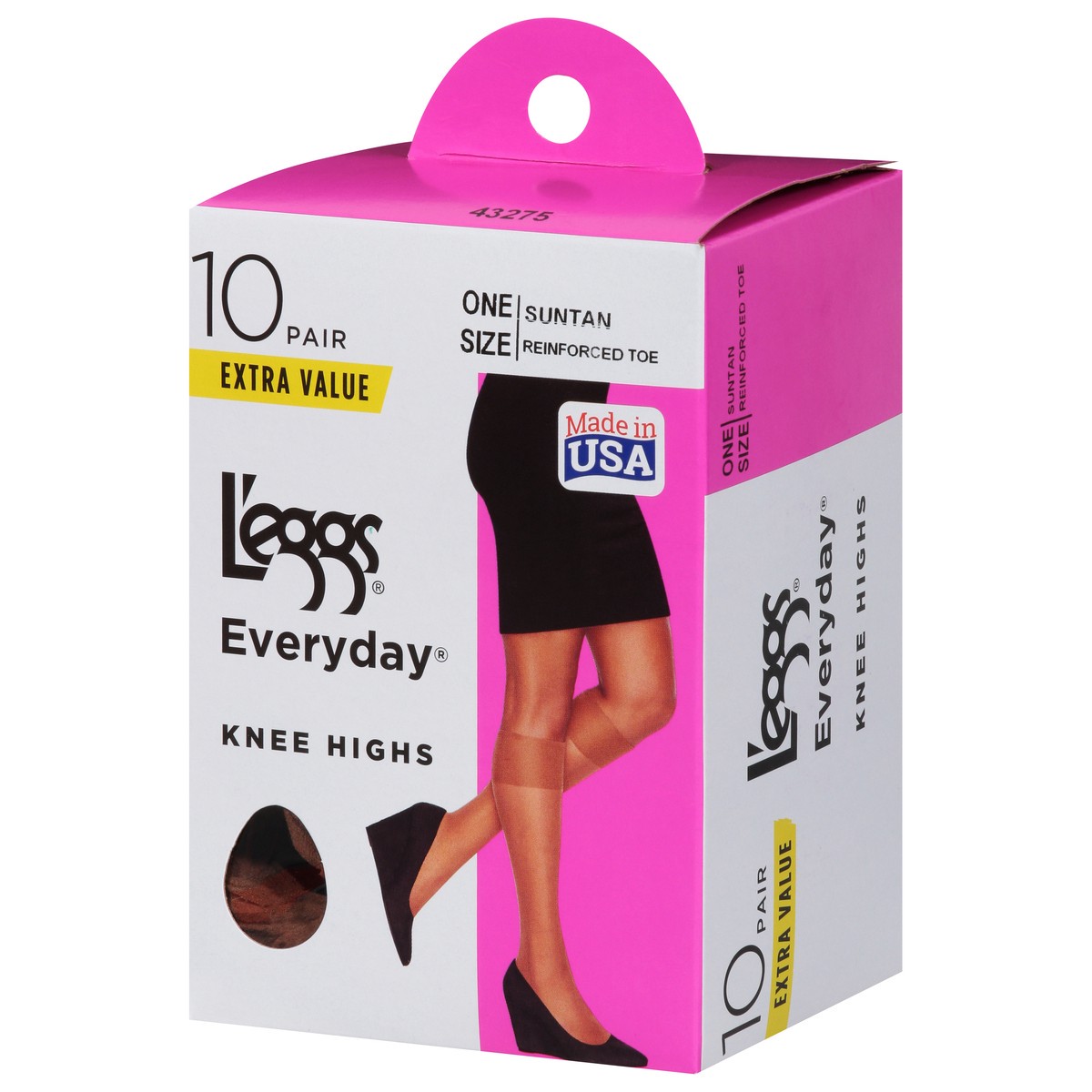 slide 3 of 9, L'eggs Everyday Extra Value Suntan Knee Highs 10 ea, 10 ct