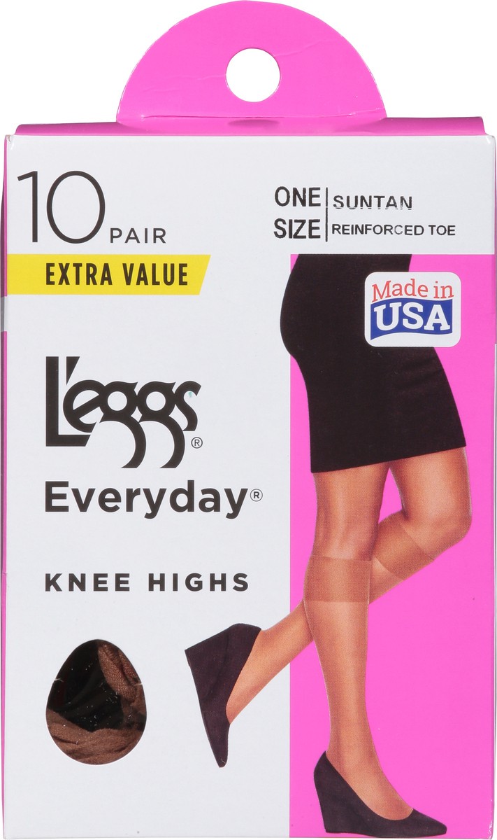 slide 6 of 9, L'eggs Everyday Extra Value Suntan Knee Highs 10 ea, 10 ct