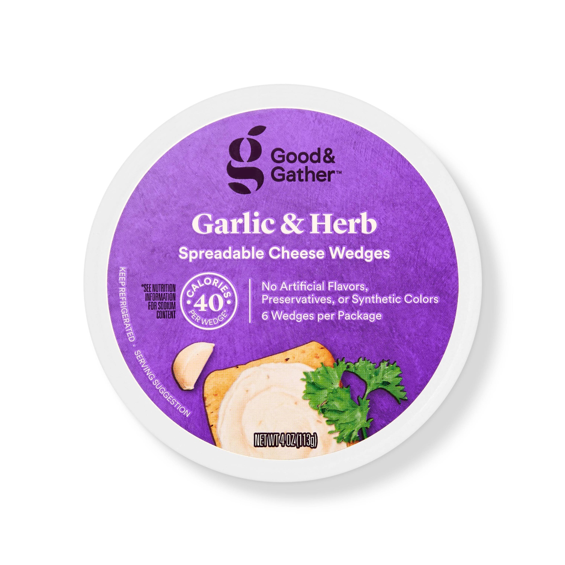 slide 1 of 4, Garlic & Herb Spreadable Cheese Wedges - 4oz - Good & Gather, 4 oz