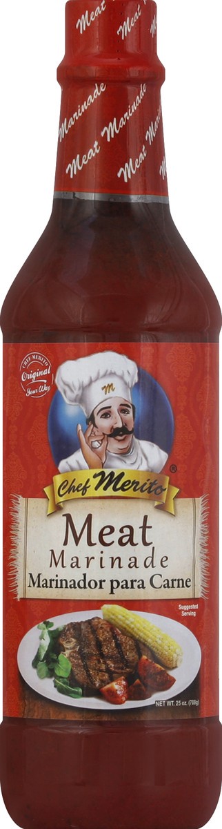 slide 1 of 1, Chef Merito Meat Marinade, 25 oz