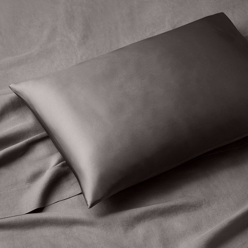 slide 2 of 4, Standard Solid Silk Pillowcase Gray - Casaluna™, 1 ct