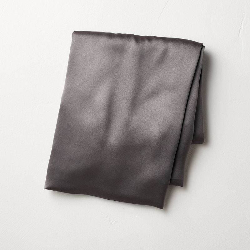 slide 1 of 4, Standard Solid Silk Pillowcase Gray - Casaluna™, 1 ct